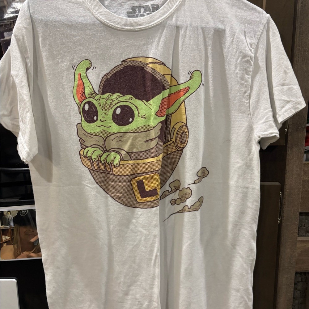 Star Wars White Graphic T-Shirt with Baby Yoda